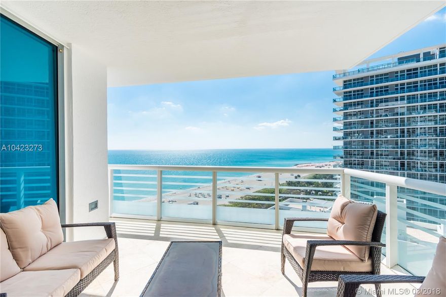 Experience resort luxury on this high floor unit with two spacious terraces allowing amazing views both day and night. Every bedroom has access to terraces. Other features include: private elevator entrance, gourmet European kitchen, granite counter tops, beautiful marble floors throughout, lavish master suite & more. Residents can relax at the clubhouse, modern gym, sauna, massage room, movie theater and private wine cellar. Explore mid beach's finest beach service, shopping, and fine restaurants.