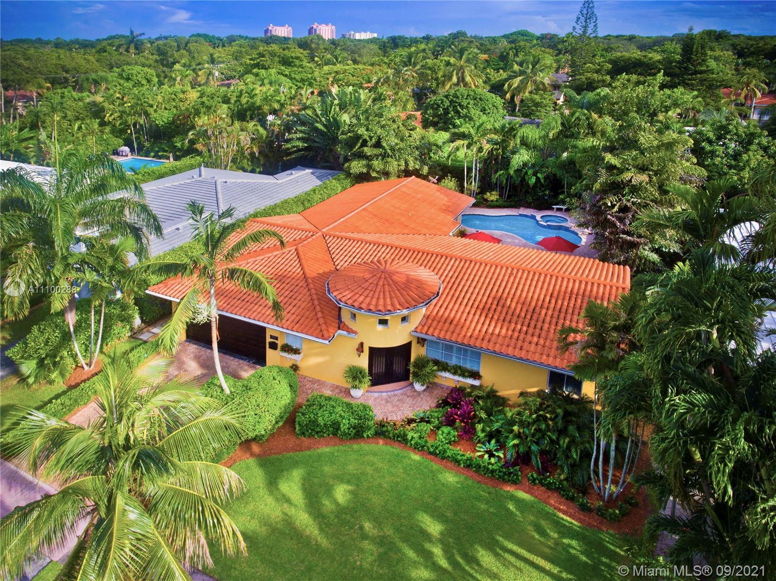 4bd/3bth gem is located East of US-1 in the Riviera section of The Gables. Home is immaculately maintained & full of great details. The floors are Travertine in the entire home. It has a combination of Impact Windows and accordion shutters with a massive double French door with writ iron in the entry way. It has wood cabinets, granite and stainless steel appliances in the kitchen. Amazing indoor laundry with lots of storage. An immaculate two car garage & a beautifully landscaped yard surrounding the salt water heated pool & Jacuzzi.