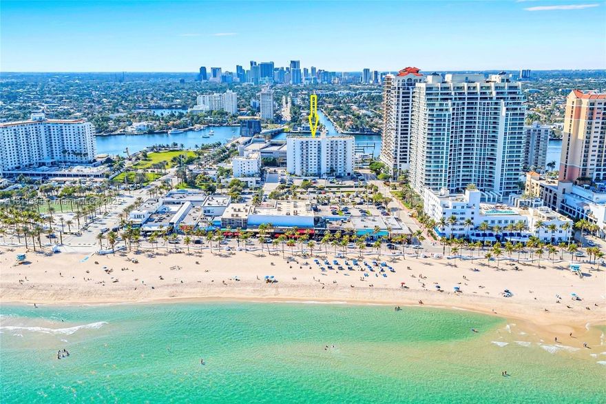 Penthouse unit with spectacular intracoastal and sunset views! One BR One Bath.  Walk to the beach, restaurants, parks, shops, nightlife and famous Las Olas Blvd. New marina and new restaurant just opened in your front yard. Secured building offers pool, elevator, laundry, club house and car wash. One assigned parking space. The building has gone through full balcony restoration and painting and it is all paid for. Sellers will give a credit of  $2,000 for flooring. Flexible appointments 24/7