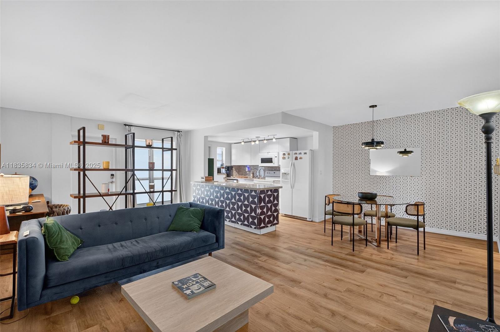 Spacious and renovated 1 bed, 1.5 bath condo offering 770 sq ft of comfortable living in a well-maintained Miami Beach building. This bright unit features a sleek modern kitchen with updated cabinetry and appliances, new flooring throughout, impact windows, a generous private balcony, excellent closet space, and 1 assigned parking spot. The smart layout includes living and dining areas, plus space for a den or home office. Building offers a pool and has no special assessments. Ideally located on vibrant Lincoln Road—steps to restaurants, cafés, shops, Publix, Trader Joe’s, gyms, theaters, and minutes from the beach.