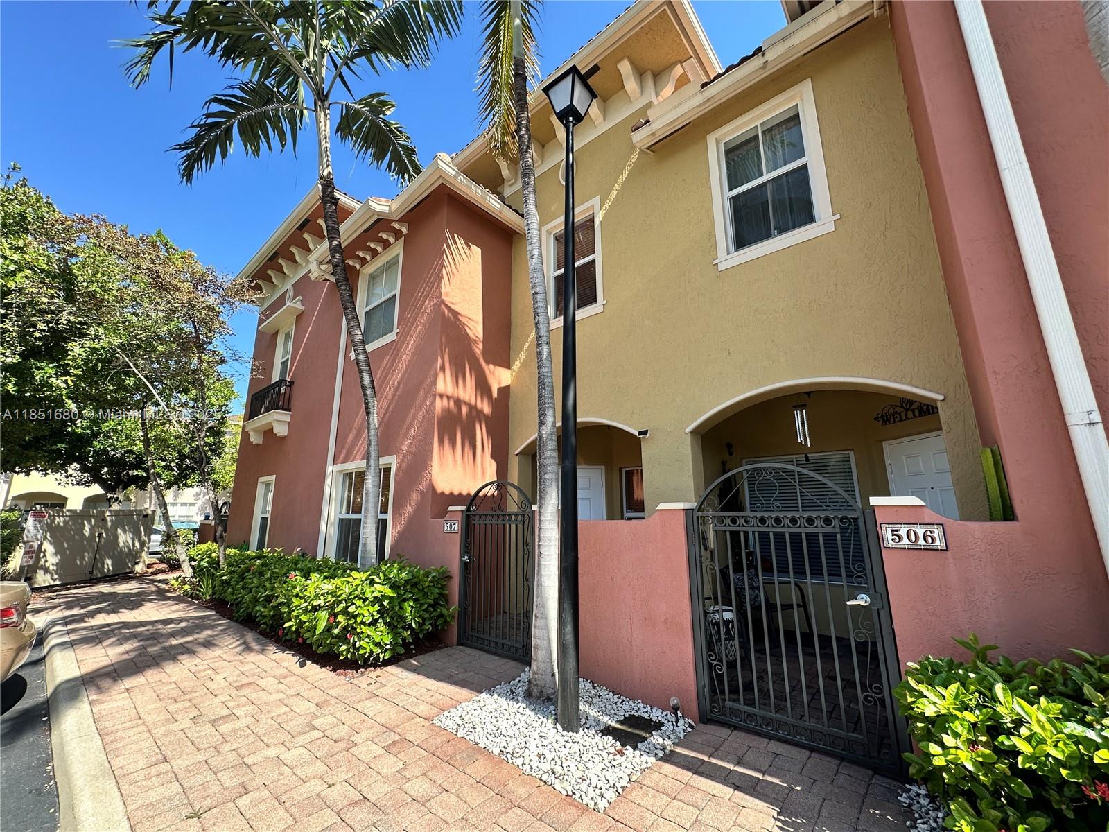 Beautiful available 3 bed/2.5 bath, 2011-built townhome inside the quiet gated community of Tuscan Villas. The home offers 9' ceilings and Large living/dining area as you enter the home that leads to the eat-in kitchen and family room. The family room walks out to the patio perfect for weekend BBQs. All 3 bedrooms on the second floor including a generously sized primary bedroom with walk-in closet and full bathroom. Enjoy secured gated entry and large community pool. Tuscan Villas is centrally located in the city of Tamarac and is only minutes away from shopping, I-95, Turnpike, and about 20 minutes to the beach. Move quick!. Immediate move-in available. No association approval required.