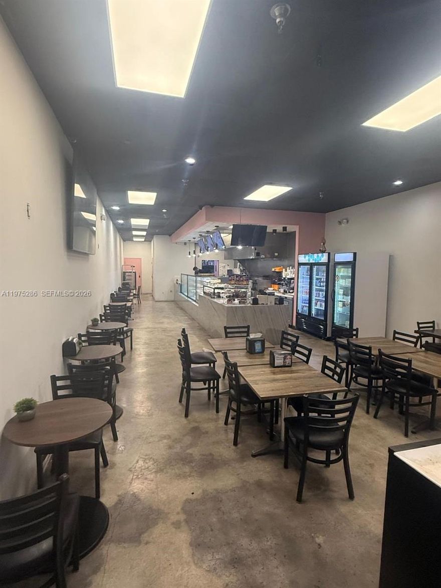 Rare opportunity to acquire a fully built-out Restaurant & Bakery in the Miami Lakes area. It’s extremely difficult to secure a business location in this area, making this a standout opportunity for an operator looking to step into an established setting.

The business features strong monthly sales and a loyal, established client base. Has display showcases modern display cases for pastries, cakes, croissants, and empanadas, along with a dining area.

Equipped commercial kitchen ready for continued operation, including a hood system, walk-in cooler, and walk-in freezer. Ideal for a bakery, café, or restaurant concept looking to capitalize on an existing build-out and prime location.

Rent: $12,982/month
Size: 1,700 SF