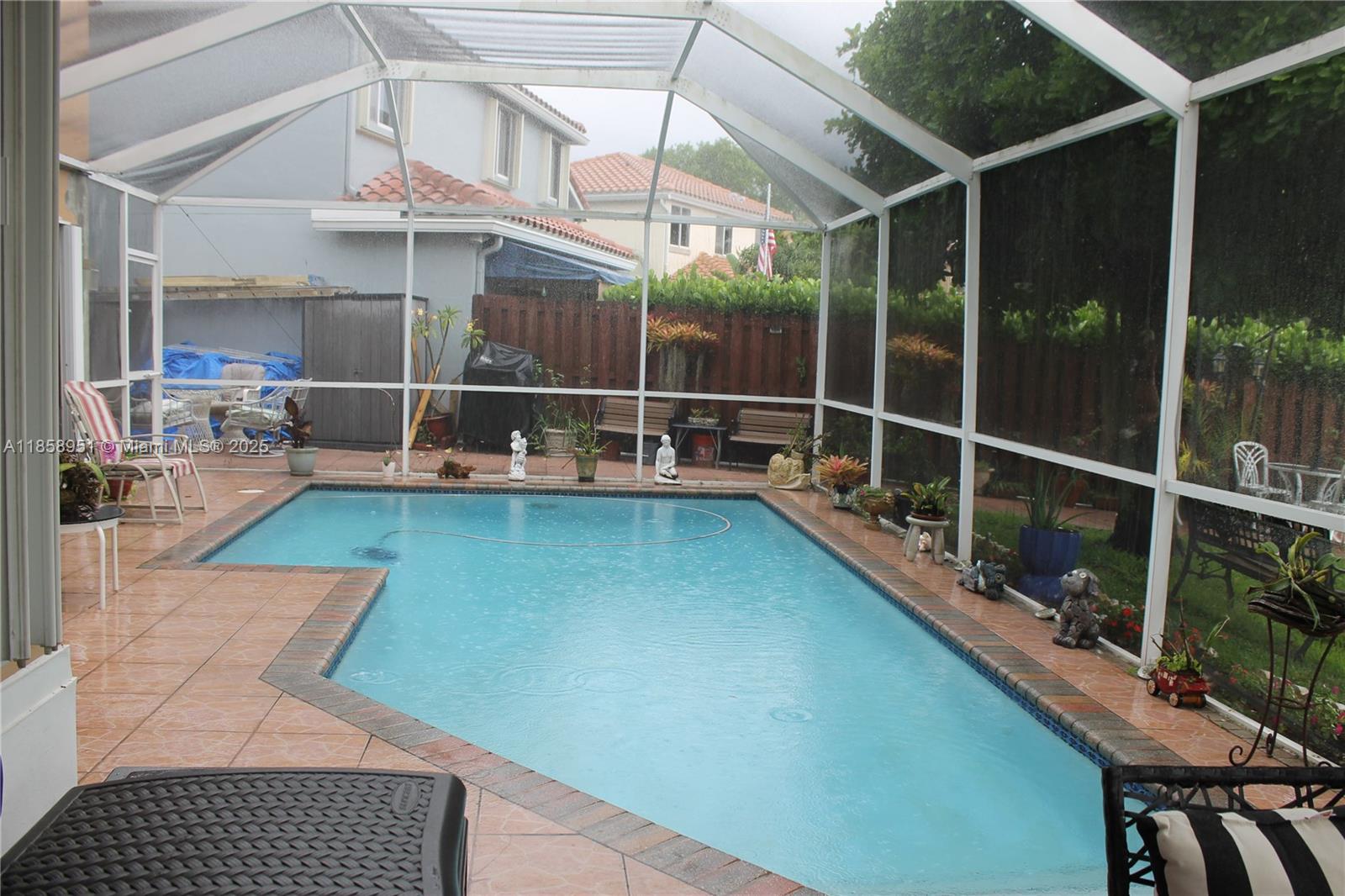 WIDE OPEN LAKEFRONT in gated Reflections at Rock Creek. 3/2.5 +OFFICE/ day bed/ nursery room located next to the kitchen! Featuring high ceilings/abundance of natural light. The updated kitchen features granite countertops, stainless-steel appliances, and the best view while cooking or eating. This home offers lovely direct water views with seawall and breathtaking sunset views from this navigable lake. The tropical private backyard features an oversize screened saltwater system pool with heater for all year enjoyment. Also, yard offers a cover patio, creating the perfect space for relaxation/outdoor gathering. ROCK CREEK community with 2.75-mile walk/jog path, lakes, parks, tot playgrounds, tennis, pool. Pet friendly community. Top-rated schools. GYM & POOL.