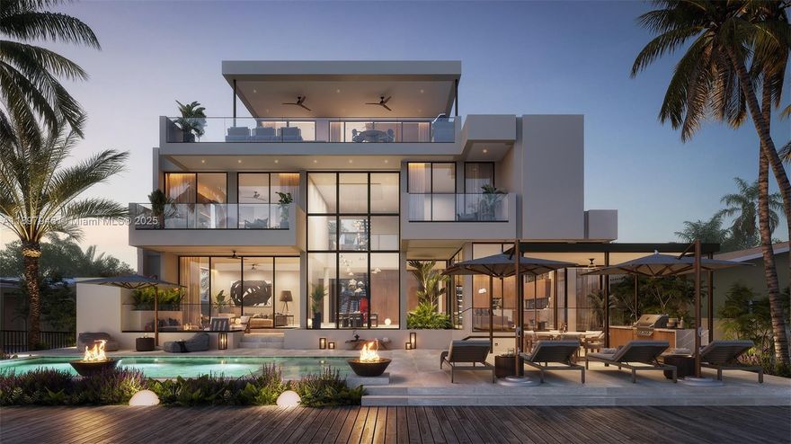 Perfectly positioned on one of Las Olas Isles’ most coveted streets, this modern waterfront masterpiece by renowned 2C Design offers the ideal balance of serene sophistication and contemporary design. Currently under constuction the home blends warm wood tones, striking marble, and floor-to-ceiling glass to create a seamless indoor-outdoor flow. Features include a designer kitchen, open living areas, and a luxurious primary suite with spa-inspired bath and private terrace. The third-floor lounge and bar open to expansive terraces ideal for entertaining with breathtaking downtown skyline views. Outdoors, enjoy a resort-style pool and 75 ft of deep-water frontage.