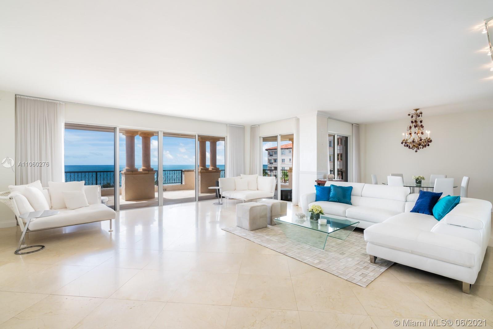 Upgrade to direct oceanfront on Fisher Island’s private beach! Enjoy breathtaking unobstructed ocean views from the luxurious pristine 3 bedroom 3.5 bath home in the Exclusive Center stack of Oceanside boutique building with 26 residents, one of the last two building developed on the Ocean in Fisher Island. Spacious open living room with expansive terrace overlooking the beach, impact doors, large state of the art kitchen, marble, granite and custom woodwork, 3 prime parking spaces plus golf cart. The large Master Suite has spectacular ocean views, its own private terrace, and two walk in closets. The extra-large secondary bedrooms have walk in closets, NO EQUITY MEMBERSHIP REQUIRED.