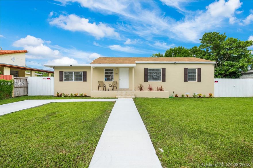 MOVE IN READY!! Legal 4Bed/2Bath with a spacious yard & room to park Boat/RV on the side. House can be divided into a 3/1 and 1/1 in-law quarters (Potential Income). NEW Roof in 2017, NEW Kitchen with Granite Counters, NEW Bathrooms with Porcelain Tiles, NEW Kitchen S/S appliances , 2 NEW A/C Units, Restored Hard Wood floors and NEW Tile flooring , Laundry room, NEW Interior & Exterior Impact Doors, Open concept living area with recess lighting. *SEE PHOTOS w/FLOOR PLAN & CLICK 3-D VIRTUAL TOUR*