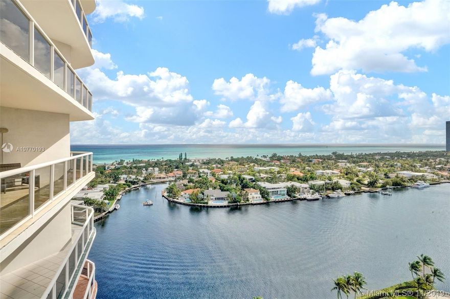 Luxury boutique building directly on intracoastal, One Island Place offers an immense amount of privacy and breathtaking views. Private elevator opens right into your apt & this corner apartment is overlooking the Intracoastal and Ocean.  Spacious and open 3 bedroom 2.5 baths condo has a two balconies with views from every room. Full service building with 24 hour security, valet parking, gym, spa, heated pools, tennis, storage unit and more. Walk to stores and restaurants. Only 7 minutes to the beach.