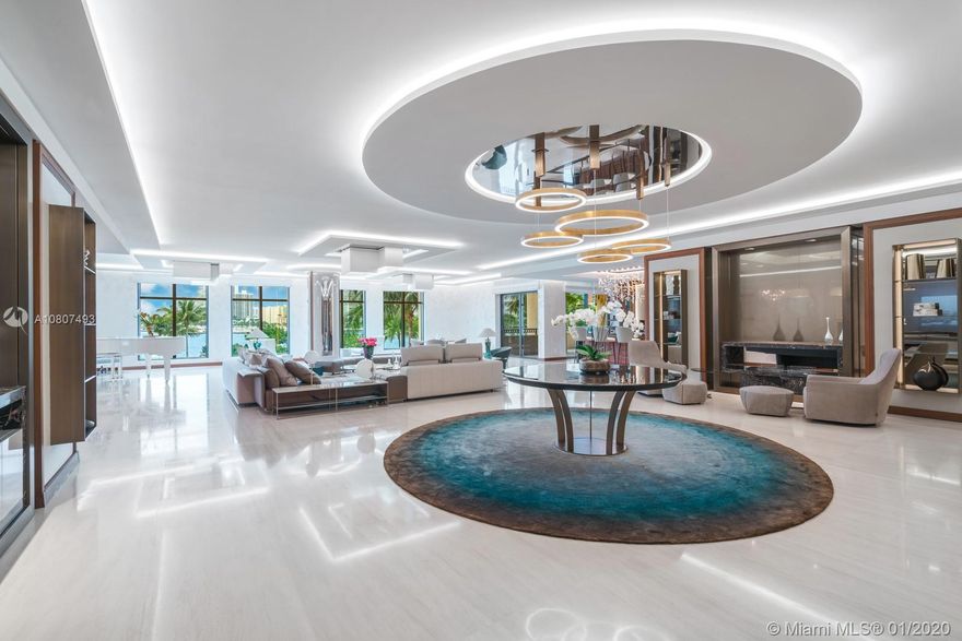 Premier 7,630 sqft Unit at Palazzo Del Sol, Designed by Renowned Augusto Busnelli! Unparalleled in design and finish, this unit sets a new benchmark for luxury and quality.Home boasts 5bed, 5 Bath & Spectacular 2,913sqft Terrace. Flow-through floor plan with Nero Partoro Marble, Solid Walnut, Brazilian Teak, Limestone & Leather finishes. Bespoke furnishings and interior by Rubelli Casa,Turri & Phillip Jefferson. Exquisitely furnished by Minotti, Chevalier, Hugues & Roche Bobois. Custom Boffi Gourmet Kitchen with Gaggenau Appliances. Boffi Master Bath clad in Bookmatched Marble. Custom Wine Cellar, Billiards Room w/ Bar and SoundproofLibrary/Study. Lualdi Interior Doors, Nest Thermostat & Linear Air Diffusers+Crestron Automated Smart Home System included. Private Cabana Available.