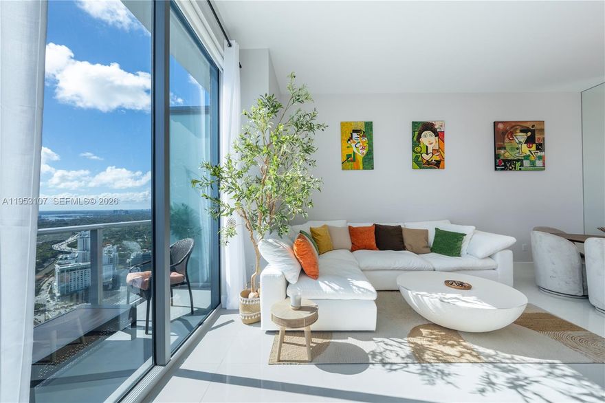 Elevate your lifestyle in the heart of Brickell! This stunning,Penthouse residence at 1100 S Miami Ave is a rare combination of soaring 12-foot ceilings, expansive living space, and breathtaking unobstructed eastern water and city views.  Best line in the Building!

Meticulously designed 1-bedroom, 1-Den,  1-bath spanning 923 SF. Unlike standard layouts, unit features a versatile half-room, perfect for home office or a guest space.  The 
12ft ceilings create a bright atmosphere. 

Italian Elegance Designed by Pininfarina,  the interiors feature premium porcelain floors, custom-built closets, and a modern gourmet kitchen with European cabinetry and top-tier stainless steel appliances.

Modern Comfort  and upgrades Include a Nest thermostat, in-unit  New washer/dryer, and designer finishes throughout, window shades and blackouts, Mounted TVs.

Living at Millecento is a resort-style experience. Residents enjoy a curated collection of world-class amenities:

Rooftop "Cielo" Deck-An infinity-edge pool on the 43nd floor with private cabanas and panoramic views.

9th-floor heated pool, state-of-the-art fitness center, and a full-service health spa with sauna/steam rooms.

Private cinema/screening room, sophisticated billiards lounge, and a children’s playroom.

24-hour concierge, doorman, and valet parking.

Close proximity to Brickell City Centre and Mary Brickell Village, offering world-class dining, luxury retail, and vibrant nightlife just seconds away.