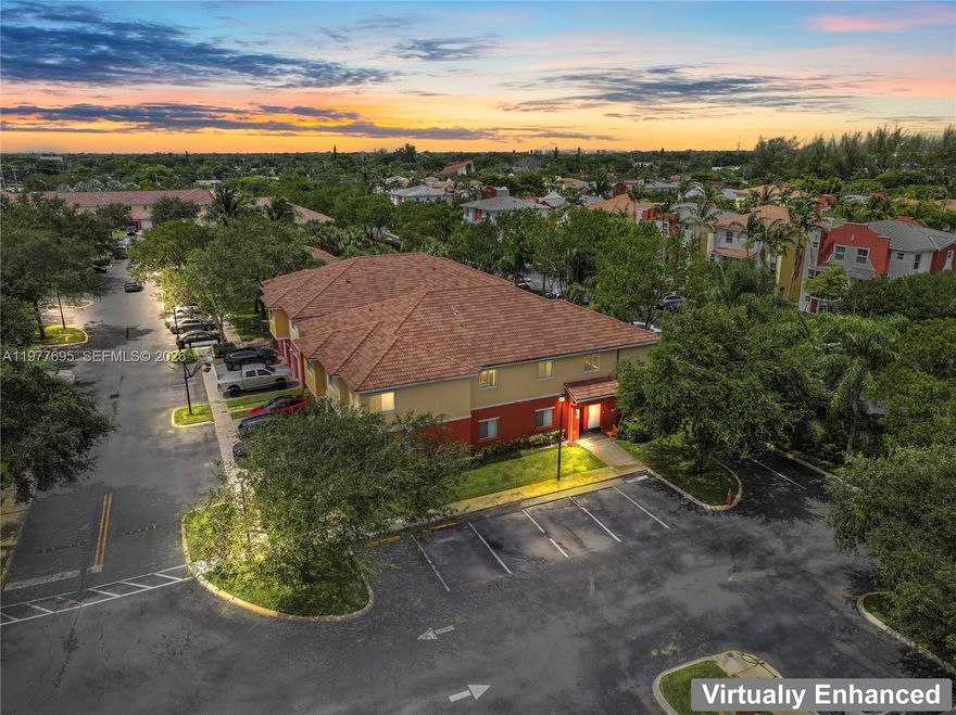 Welcome to this exceptional corner townhome nestled within an exclusive gated community, ideally situated near major highways, premier healthcare facilities, and an abundance of everyday conveniences. A beautifully landscaped tropical streetscape greets you as you pass through the gates of this sought-after community.
Enjoy a lifestyle of effortless convenience with world-class dining, retail shopping, and entertainment just minutes away. Sports enthusiasts and outdoor lovers will appreciate the proximity to premier sports venues, vibrant parks, walking trails, and recreational facilities — everything you need for an active and fulfilling lifestyle right at your doorstep.
This spacious, move-in ready residence offers a private entrance and an attached garage complete with an electric screen enclosure. The main living area impresses with soaring 10-foot ceilings, a bright and airy living room, and a sleek, open-concept kitchen — perfect for both everyday living and entertaining.
The generous primary suite features a luxurious walk-in closet, while two additional bedrooms, a full bathroom, dedicated laundry area, and linen closet round out the thoughtfully designed floor plan. Full impact windows throughout provide enhanced security and peace of mind during hurricane season.
Community amenities include a resort-style pool, playground, and ample guest parking. HOA requires a minimum 680 credit score and background approval.