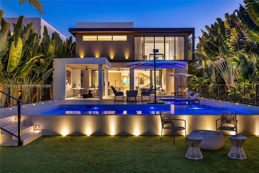 Private waterfront estate in Miami's prestigious Belle Meade gated community, offers exceptional privacy and security. This newly built residence features 5 bedrooms and 7.5 bathrooms, an expansive 7,200 square-foot villa with entertaining spaces and beautifully designed by a famous interior decorator.  The property includes a private fitness room, children's playroom, and dedicated staff quarters. Outdoor spaces are designed for true Miami waterfront living, with a resort-style pool terrace, lush landscaping, and boat-ready dock, and a short direct water access to the bay with no fixed bridges. The house is fully furnished and turnkey, this exceptional property combines privacy, security, and all the high-end luxury features for an unforgettable stay! Situated on Biscayne Bay, just minutes away from Miami Beach, Design District, and Miami's top restaurants, shopping, and cultural destinations, perfect for high-profile events like the 2026 FIFA World Cup.