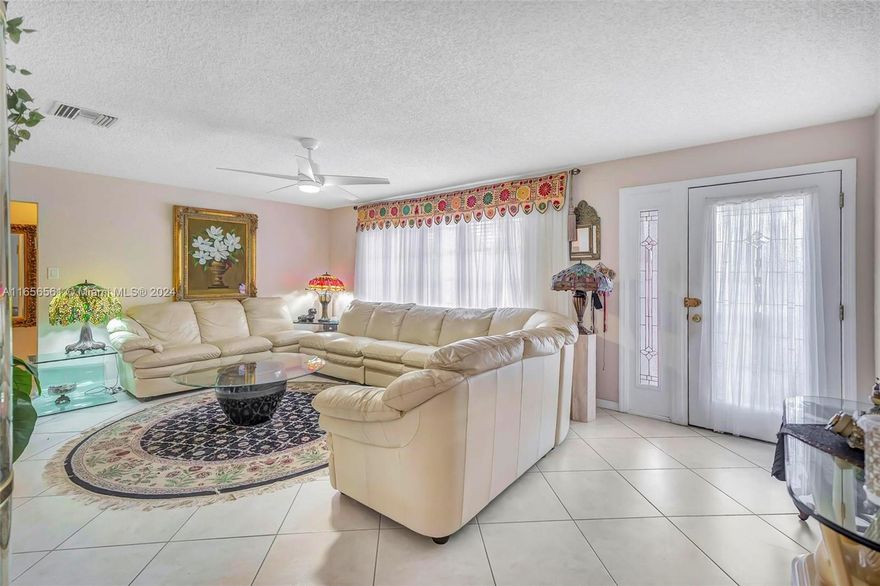 Charming 2-bedroom, 2-bath home located in 55+ community offers a comfortable & functional layout. Enter into a spacious living room that flows into a dining area, perfect for gatherings & everyday living. The well-equipped kitchen, which includes a breakfast nook, provides plenty of counter space and storage for culinary needs. The master bedroom features a walk-in closet & an en-suite bathroom for added privacy, while the second bedroom is conveniently located near a full bathroom. The home also includes a cozy family room for relaxation & an attached garage offering ample storage & parking space. Additional features include a washer, dryer, stove, and fridge, w furniture negotiable. This home’s open layout and thoughtful design make it ideal for comfortable living.