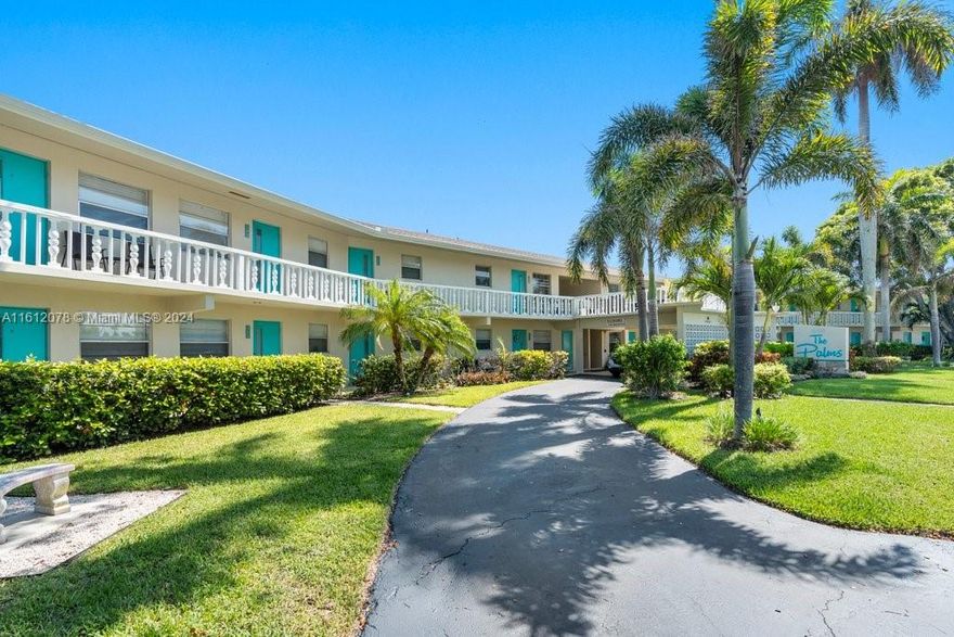 The Palms is a  prime opportunity to purchase a 24 unit garden-style community located in Boynton Beach, Florida just steps from the beach! The Palms is comprised (20) 1br/1ba, (4) 2br/2ba, a separate cbs building which can be converted to storage, or additional unit(s). The property benefits from excellent walkability to the beach, Boynton Harbor Marina and restaurants. The Boynton Beach neighborhood has seen tremendous growth with its favorable location and close proximity to Downtown Delray Beach and West Palm beach. With its prime location and solid structure, The Palms delivers a competitive product to the market, capable of outperforming comparable options within the growing segment and positioning itself as a generational asset. New Roof 2024, Hurricane Impact Doors, Light Value Add