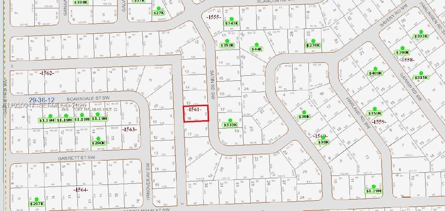 Here is a 0.23 acre buildable single family residential lot [Rs2 Zoning] available in Port Malabar Unit #32 of Palm Bay. This lot features a 2024 home adjacent and across the street from the property and has a drainage right-of-way easement canal in the back. Nicely located in the SW section near the Bayside Lakes Subdivision. this lot is just  3,3 miles -9 minutes- to Publix Shopping, 2,1 miles -5 minutes- to Bayside High and Westside Elementary Schools, and just 15.7 miles -35 minutes to the ocean at Indialantic. Malabar Road West, L on Garvey, L on Scenic, R on Satin