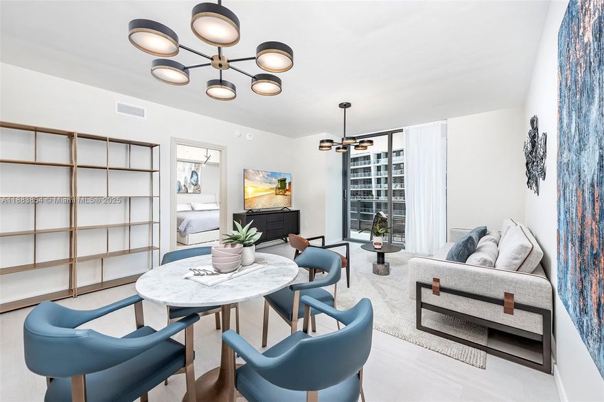 Fully furnished 1 bedroom + Den turned into a 2 full bedrooms apartment. Designer decorated ready to move-in. 
Flatiron is an iconic building in the city with its impeccable quality in the finishes (bathrooms, kitchen appliences, doors), and the world-class amenities such as: rooftop pool, jacuzzi, Spa and fully equipped gym, business center, playroom, kids rooms, lap pool, movie theatre, billiards/ cigar room & more. Ideal location in the heart of the financial district walking distance to the best clubs, restaurants, coffee shops and stores in town.