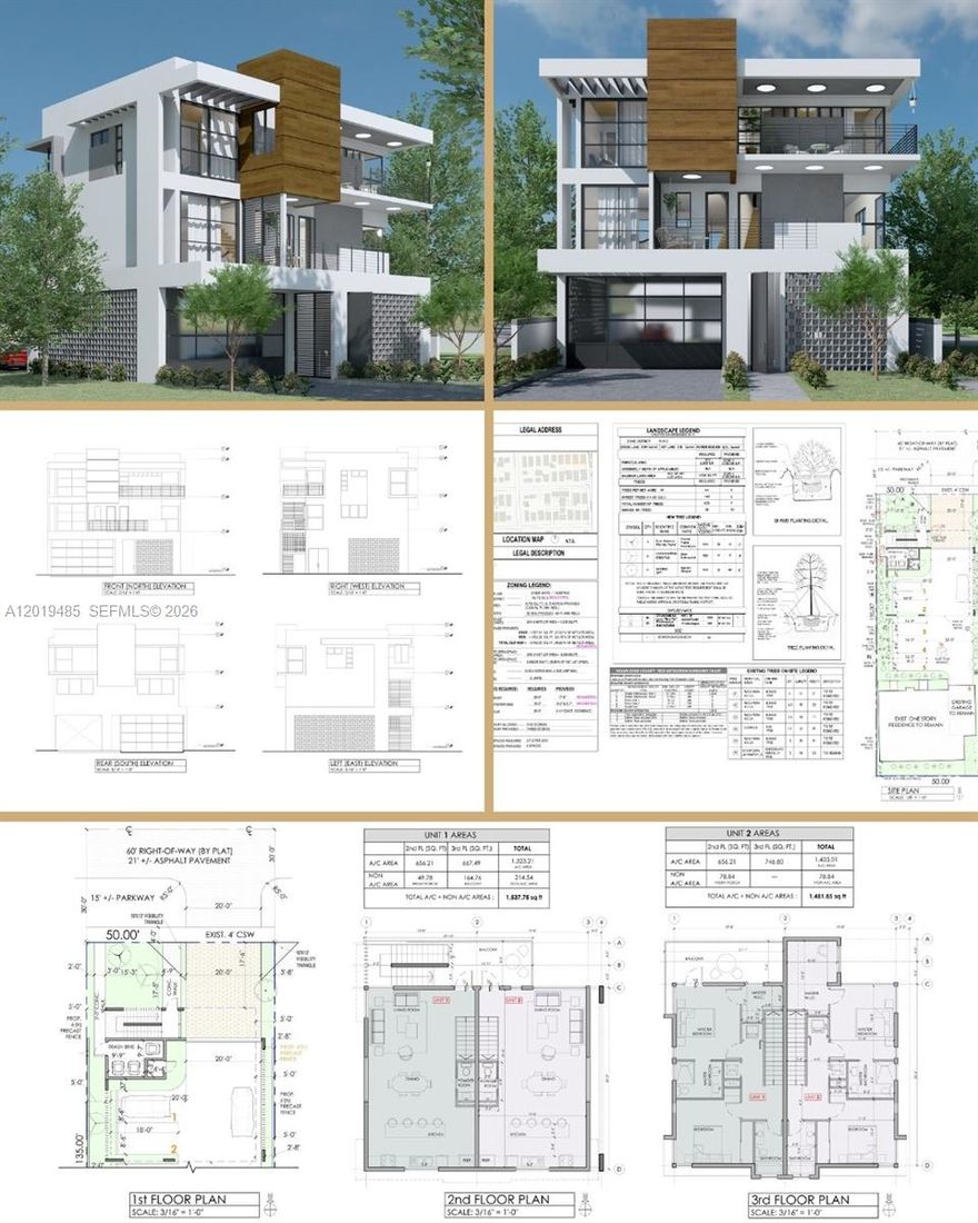 This lot IS APPROVED FOR A TRIPLEX zoning is approved to build an extra two units in front of the current property, therefore the actual zoning of the property is a triplex. 
The actual house currently has a 3/2 plus a den, the garage is converted to a playground or a den that can be easily return to the original one car garage. 
Bring your buyer and