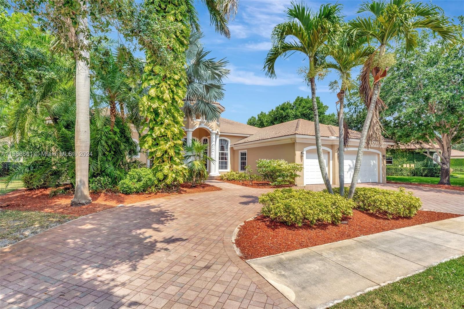 This is the one you have been waiting for. Partially furnished 4/4.5 plus an office, and bonus room which could be used as a 5th bedroom or game/play room in Fabulous Stonebrook Estates. Triple split floor plan including volume ceilings , marble flooring, and big secondary bedrooms. Expansive primary suite featuring plenty of closet space, and grand master bath. Open kitchen overlooking the spacious family room. BBQ in your backyard or take a dip in the pool with plenty of room to roam on this beautiful half acre lot. Freshly painted. Gated community and minutes from 595, and Sawgrass Mills mall.