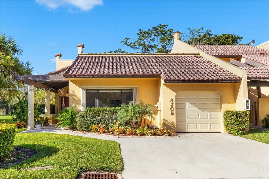 Beautiful one-story corner home in the desirable community of Costa del Sol, Doral! Enjoy privacy with no neighbors behind and peaceful golf course views. This home has been meticulously maintained, and upgrades include A/C (2021), remodeled kitchen (2019) with newer appliances, renovated bathrooms (2020), and impact doors & windows (2023 by Trintin Windows). Garage, entryway, and screened patio floors redone in 2024 by Kenny Screen. The guest bedroom has wood floors; primary bedroom and baths feature wood-look tile. Home faces NE. HOA includes exterior and roof insurance, water, internet, exterior paint, and common areas. Resort-style amenities: golf course, pool, restaurant on the lake, clubhouse, and basketball & tennis courts, jogging path.