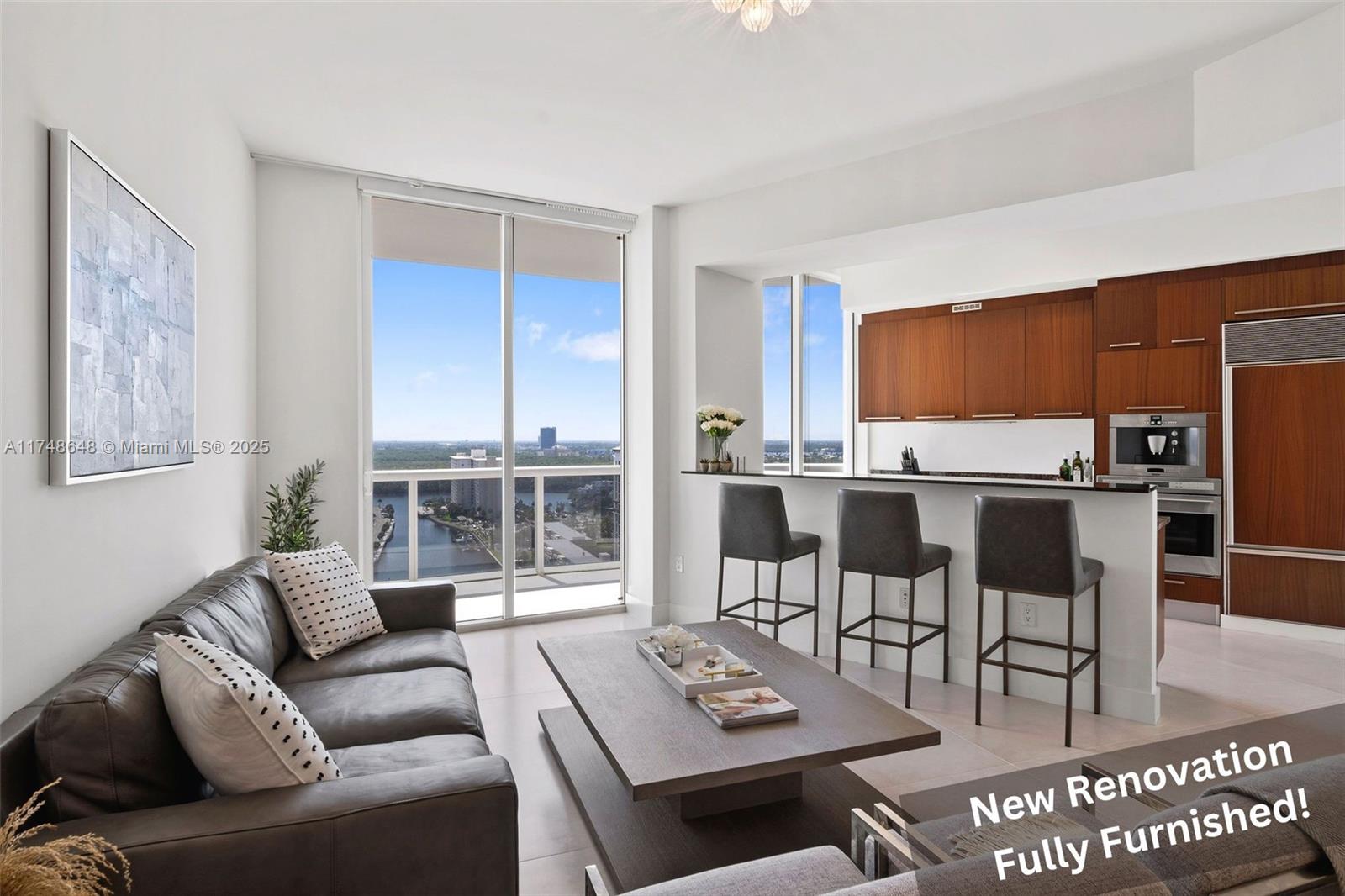 Welcome to Trump Towers, where luxury meets convenience in Sunny Isles Beach in this full service building. The ultimate beachfront lifestyle in this beautifully remodeled 2-bedroom, 2-bathroom condo with breathtaking 180-degree views of the ocean, downtown Miami, and intercoastal waters from your own private balcony. Enjoy complimentary beach access with chairs and umbrellas, a fully equipped gym, a massage room and spa, a restaurant, a refreshing pool, valet service, and added security with a front desk person. Conveniently located near Bal Harbour and Aventura, you can indulge in shopping, cafes, and entertainment. Don't miss your chance to live on the sandy beaches of South Florida in one of the best full-service buildings - move in ready! Available April 15, 2025