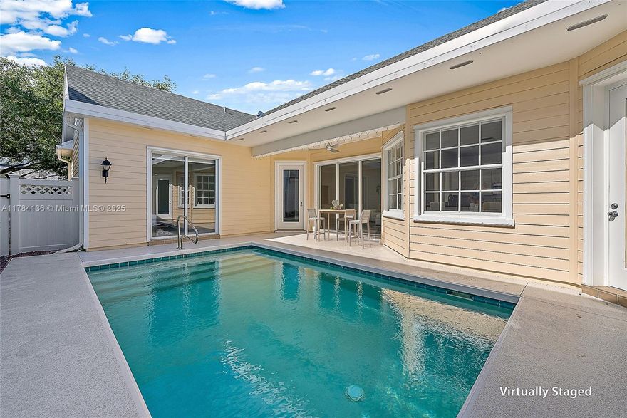 Step into this beautifully undated one-story home in the heart of Jupiter offering the perfect blend of comfort and style. Featuring 3 spacious bedrooms and 2.5 baths, this home boasts soaring 10-foot ceilings and a open floor plan that is ideal for both everyday living and entertaining. The kitchen features sleek granite countertops, stainless-steel appliances and eat in kitchen. Step outside to your own private oasis, complete with a sparkling heated pool surrounded by lush tropical landscaping. The fully fenced-in backyard offers both privacy and security, creating the ideal setting for relaxing or simply soaking up the Florida sunshine. NEW ROOF 2024.