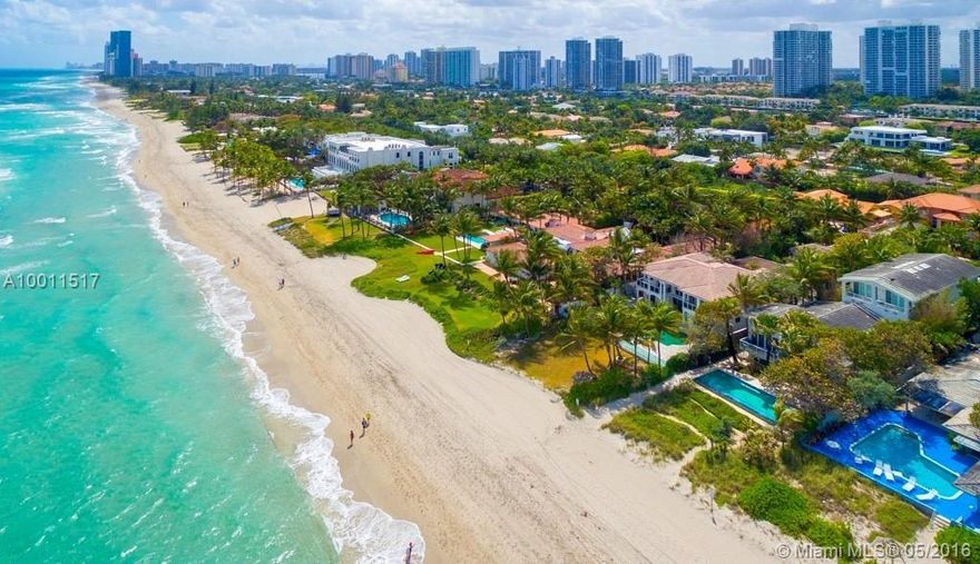 Investment opportunity! Imagine residing in a beachfront home in Florida's most exclusive private oceanfront community, Golden Beach. Build dream home w/ a private beach at your backyard. Existing beachfront cabana grandfathered in. Gated community, tennis & basketball courts, parks, beach pavilion, city hall & private police force. The 24-hour security patrol inside & on beach make it a desirable location for celebrities & Int'l homeowners. House sold As Is. Renderings are conceptual design to be built.