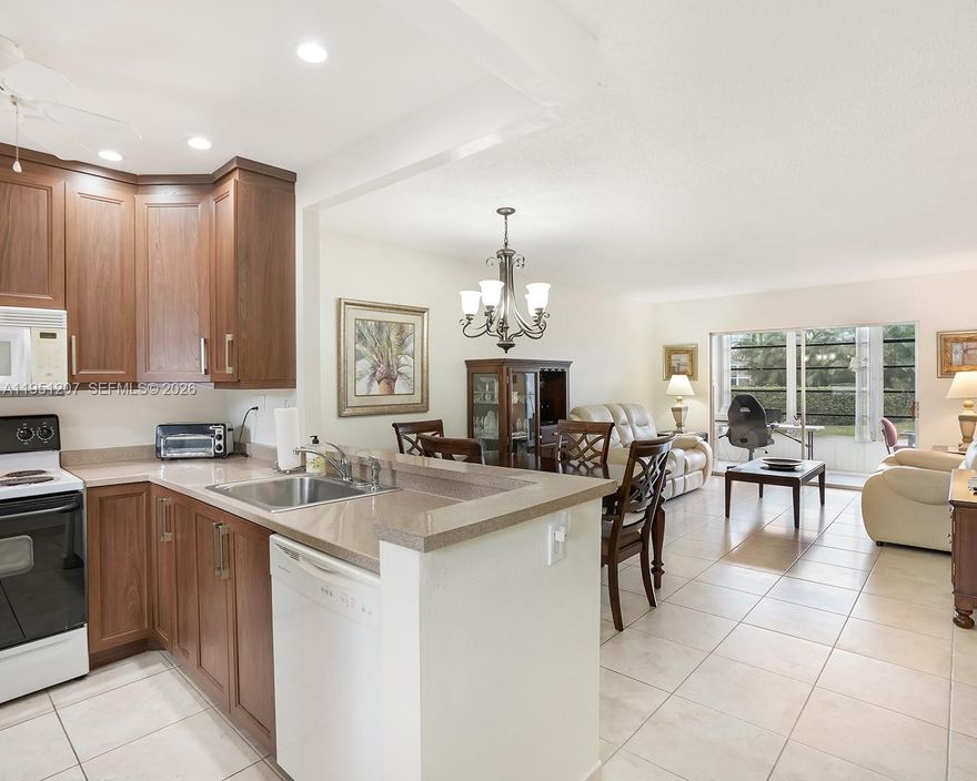 Ready to move in! Beautifully redone and comfortable 2 bedrooms / 2 bathrooms condo conveniently located on the first floor with easy access. This unit features tile flooring throughout and an open kitchen with ample cabinetry. Fully furnished and turnkey—100% move-in ready. Enjoy a quiet and peaceful water view from your enclosed patio.

HOA monthly fees include internet, cable TV, water, and more. Roof is 4 years old, with a newer elevator and gym. The 50-year certification has been completed. The community is quiet, well maintained, and offers an extremely active clubhouse.

Association requires at least one occupant to be 55 years of age or older.
Don’t hesitate to contact me with any questions or to schedule a private showing.