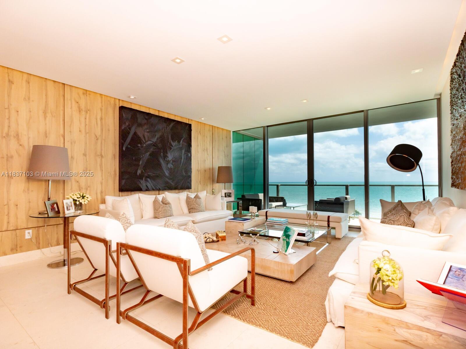 Experience unobstructed ocean and city views from this exceptional residence in the prestigious Oceana Key Biscayne. This tastefully decorated 3-bedroom, 4-bathroom unit + den offers 2,257 square feet of elegant living space, featuring a private elevator foyer for added privacy and exclusivity. Designed with a spacious and practical layout, each bedroom includes balcony access, en-suite bathrooms, and walk-in closets. The interior boasts marble floors throughout, high ceilings and numerous custom upgrades. Additional features include a maid’s quarter/laundry room with a full bathroom and built-in storage. Amenities include a beachfront restaurant with full beach service, a pool, spa, sauna, fully equipped fitness center, and private tennis courts.