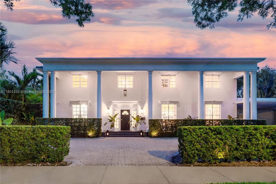 Grand Concourse Grandeur! This regal residence seamlessly blends timeless sophistication with modern comfort. Nestled on an oversized 16,250SF lot, this move-in ready home offers a fantastic floor-plan w/ 4BD upstairs & 2 downstairs, a grand foyer, sophisticated living areas, office, playroom & nanny's quarters. The bright & white eat-in gas kitchen boasts an island, high-end appliances & large pantry. The spacious primary is complete w/ huge closets, dual sinks & separate tub/shower. French doors create seamless indoor-outdoor living, opening to an expansive fenced backyard with lush gardens, sparkling pool & patio. Recent updates include: roof, A/C, plumbing, electrical & whole-house generator. 5 mins to Miami Country Day & 10 mins to Cushman School & Centner Academy. NOT IN FLOOD ZONE!