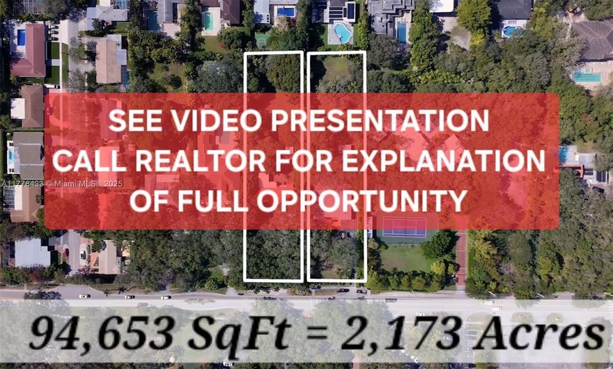 See Video & come on April 15, Happy Hour 6 PM-8 PM at Keyes Aventura, Call Us or WhatsApp Realtor for RSVP & More Information. 
Prime Opportunity in Luxury Sky Lake, 5 Min to Aventura Mall, 2 Parcels selling together, Total Size 94,653 SqFt. (See survey) Great Value, less than $ 75 SF, Market Value $ 100 SF, 
Local;18820 & 18840 NE 22nd Ave, Miami, FL 33180 (Private Properties, Don't go without appointment). Strategically located near Aventura, The Beach & I-95.
This combined property offers unbeatable rare potential in a rapidly growing area, w/high appreciation:
1) Explore a preliminary project available for 8 luxury SFH,
2) Bring your vision.
3) Build a super mansion complex.
4) Leave “AS IS” w/ 2 existing SFH. 
Don’t miss your chance in one of the city’s most promising location