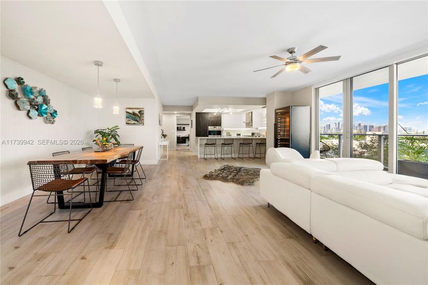 Stunning 2 Bedroom, 2.5 Bathroom Offered Furnished with Panoramic Skyline & Sunset Views, Open Concept, Designer Upgrades Throughout & 72' Private Terrace with BBQ. Kitchen Includes Italian Cabinetry, Quartz Countertops, Sub-Zero, Wolf Gas Cooktop & Wine Cooler. Living Room Provides Ample Space for Dining & Entertaining. Spacious Primary Suite with Walk-In Closet, Access to Terrace, Dual Backlit Vanities, Lavish Shower & Tub. Laundry Room with Sink. Includes 2 Parking Spaces & 2 Storage Lockers. RIVA Residences Provides 40,000 SF of Resort Amenities: Heated Pool, Huge Gym, YOGA Studio, SPA with Sauna, Steam & Treatment Rooms, Residence Lounge, Sunset Deck & Jacuzzi, Cucina to Entertain, 24/7 Front Desk Attendant, Valet, 2 Dog Walks, 3 Guest Suites & Central Location. Boat Slips Available.