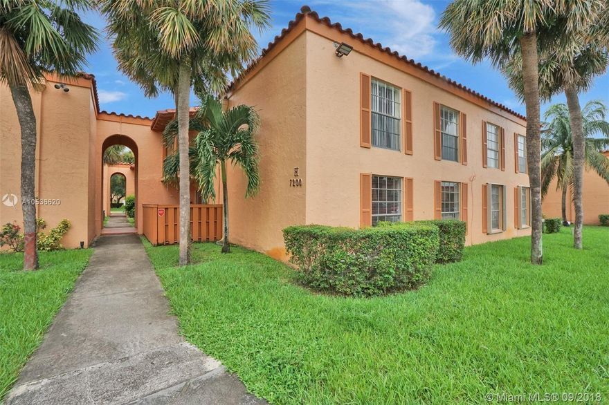 Attention Miami Lakes Buyers!! very few come to the market, this first-floor condo offers a fenced patio with living and dining room. New laminated floors were just installed. The kitchen is upgraded with new appliances and updated cabinets. The bathroom is updated.T he location is the best location, close to the Palmetto, schools and shopping centers. There is no pets allow and there is no rental restriction. The association offer pool, clubhouse and tennis court. Low association and includes water, exterior insurance and common grounds. 1 parking assigned next to the unit and 1 guest parking. A/c  2007 , Water heater 2017.