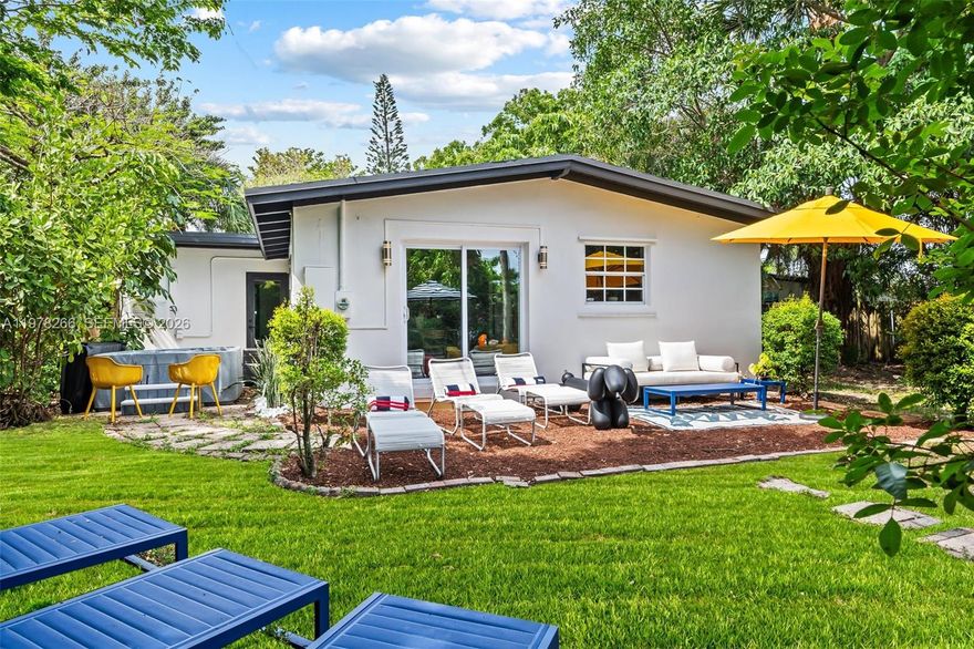 Soho House–inspired private retreat, completely renovated and designer furnished. This 3BD/2BA home features a modern European kitchen with quartzite (natural high-end stone) countertops, and elegant European furnishings throughout. Enjoy a lushly landscaped, fully fenced large backyard with grill, alfresco dining, and 8-person spa, perfect for relaxing or entertaining. Plenty of room for a pool. 

Located in a quiet, private enclave with unbeatable access, under 5 min to I-95, 10 min to FLL Airport, Las Olas and Hard Rock Casino, 15 min to Fort Lauderdale Beach, and minutes to Brightline.

Short-term rentals allowed, making this a fantastic investment opportunity, vacation home, or private residence in a prime central location.