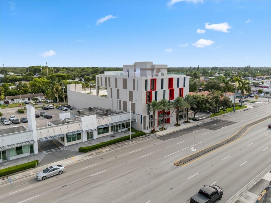 Class "A" new construction building, situated on the Bird Rd Corridor just west of the Palmetto Expressway, offers 45,829sqft of versatile space for retail, office, or medical use. The 4-story structure features 3,021sqft of retail space on the 1st floor and 12,808sqft of office space on the second through 4 floors. It includes a 24,127sqft parking area with a 43-space garage, expandable to 80 spots with valet, a 1,500 sqft covered canopy on the roof, 60k+ daily traffic count, ensuring maximum exposure, multiple side-seen faces for signage 100x50 ft of exposure and XL stainless finish elevators for stretchers or medical equipment. Suitable for a range of uses such as primary care, urgent care, imaging, labs, social services
