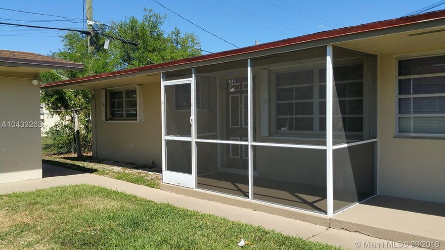 This well-kept villa style apartment has remodeled kitchen and bathrooms, ceramic floors, screened porch, and a nice back terrace easement. This small community is neighborly and safe. The unit is well-located within minutes from expressways, downtown Hollywood, and the beaches. This is the perfect spot to enjoy a peaceful tenancy. Easy to show and quick approvals.