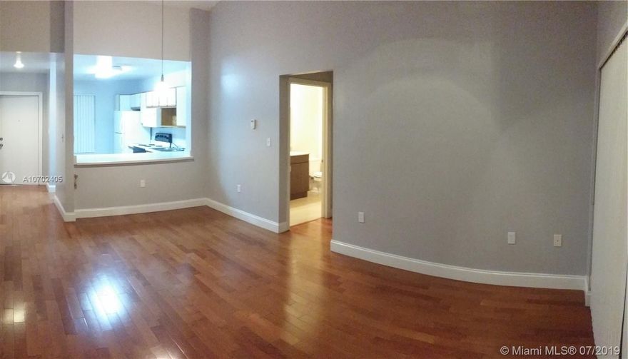 CUTE WALK UP TOP FLOOR 1/1 CONDO IN A TWO STORY BUILDING. OPEN KITCHEN-DINING-LIVING. PERGO WOODS FLOORS. FRESHLY PAINTED IN NEUTRAL COLORS. REMODELED BATHROOM. WASHER AND DRYER IN UNIT. COMMUNITY HAS SWIMMING POOL, EXERCISE ROOM AND PLAYGROUND FOR CHILDREN.