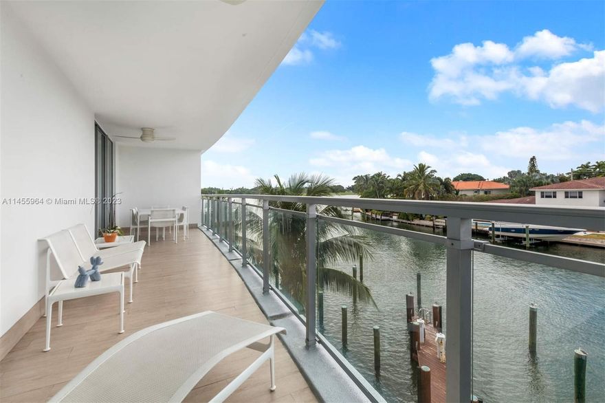 Gorgeous 3/3.1 with spectacular canal view, incredible finishes, private elevator, and BOAT slip. This is one of the few units with BOAT SLIp (36-foot boat). The unit has Italian ceramic floors, top-of-the-line appliances, a nice expansive balcony, two parking spaces, impact windows, extra storage space, an A+ school (K-8), and a perfect location. Close to the beach and Bal Harbor Mall, with a friendly and family-oriented neighborhood. Luxury boutique building with only 25 units has a spectacular rooftop pool & spa, gym, and valet parking. Enjoy paddle boarding, boating, and kayaking from your private dock!