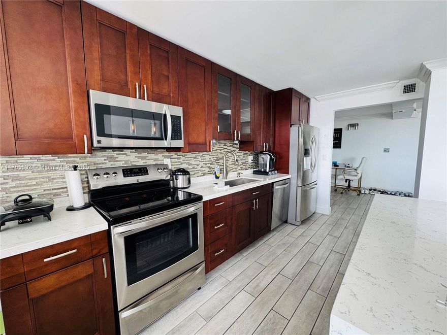 Stunning and sophisticated 2 bed/2 bath waterfront condo with beautiful upgrades throughout home. Layout includes large living room & dining room area with a separate hallway leading to 2 large bedrooms, lots of closet space and classy, modern bathrooms. Double balconies allow for wonderful cross-breeze and spectacular N & S views. Amenities include tennis court, hair/nail salon, private marina, swimming pool, 5 star fitness center, etc. 24-7 Security with Gate access. WiFi & Cable included. Building is perfectly located in the heart of Aventura. Close to all shops including Fresh Market, Crema Cafe, Reunion Kitchen, Panera Bread, Burger-Fi, Olive Garden, etc. Minutes from Sunny Isles Beach, Aventura Mall, I-95, Airport & all major shopping centers & schools.  AGENTS PLEASE SHARE 3D TOUR!