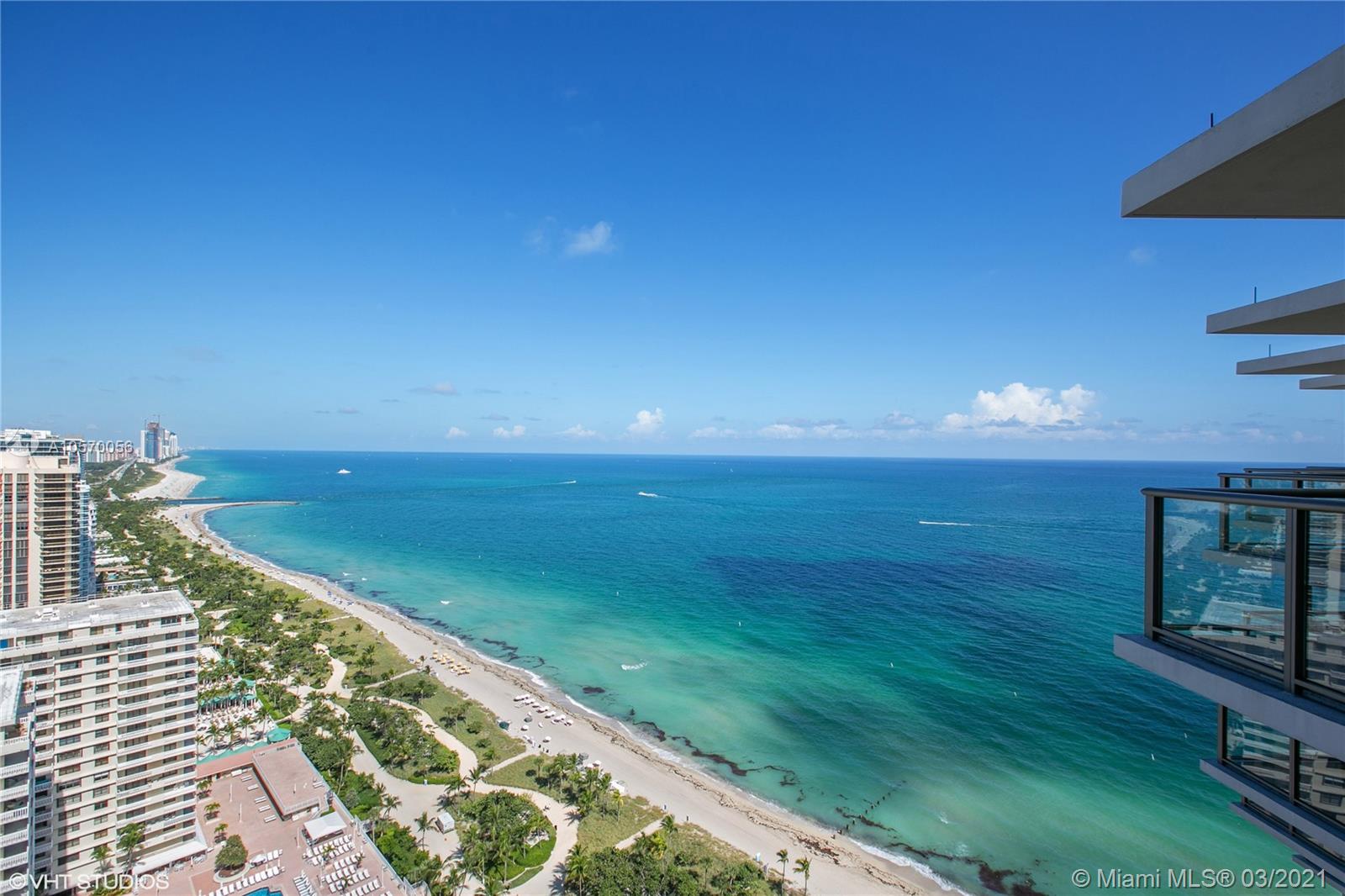 Tenant occupied till May 11, 2023. Elegant, Sophisticated & One of A Kind Ocean Front Penthouse. As you enter into Your Private Foyer & Elevator You Are Greeted with Mesmerizing Direct Ocean Views from Every room. This Spacious Turn Key PH features 2 Large Bedrooms, 2.5 Baths, den and 3 private Terraces. Professionally Decorated, Furnished & Designed with The Finest Finishes & Italian Imported Materials: Bianco Carrara Marble, Canaletto Walnut, Bisazza Mosaics and Custom Italian Handcrafted Doors. Residents Have exclusive Access to The Beach, Private Pools, Housekeeping Service, Concierge, Outdoor & Indoor Cabanas, Remede Spa, Fitness Center, Restaurants and Across the Street to The Very Famous Bal Harbour Shops. Tenant occupied until May, 2023.