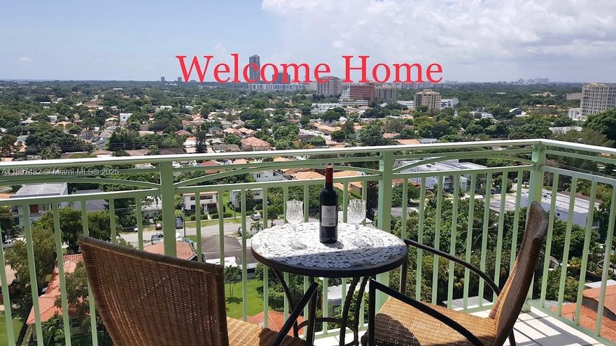 Desirable location. Rare opportunity to live in a Penthouse in the highest floor of the Coral Plaza Condo. The apartment offers a panoramic view of Coral Gables, Coconut Grove. Enjoy the amazing Miami Skyline from your own balcony. Renovated kitchen w/SS appliances and granite countertops, updated bathrooms. Newer A/C unit and appliances. two parking spaces under roof. Freshly painted. Impeccable. Large master bedroom. with a spacious closet. Building is located two blocks from Miracle Mile and offers 24 hrs. security, game room, gym, pool.  Coral Plaza is minutes away from the Airport, Brickell, Downtown, beaches and great restaurants and entertainment places. Easy to show. Call L/A.