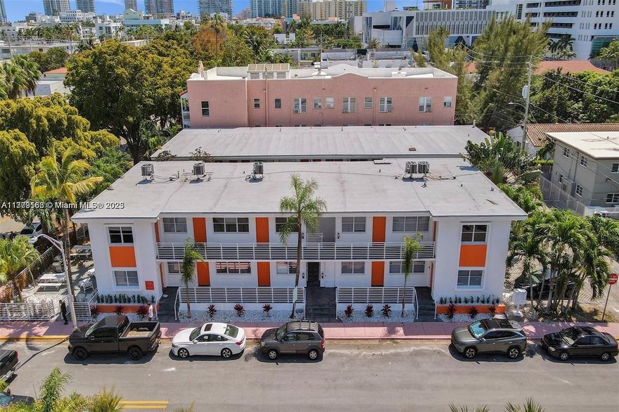 JUST REDUCED $250,000. ASSUMABLE SELLER FINANCING LOAN = $2,000,000 = ONLY 6.5% INTEREST ONLY = Term 3 Years. 1.5 Points at close. 10 UNITS (7 2BR & 3 1BR)= RARE opportunity to own a Luxury Completely Renovated Turn-Key Investors Dream Income Producing Goldmine! Mid-Century Modern meets Art Deco Masterpiece in this completely restored down to the studs 10 units, 2-story building, a large (7500 SFT) lot, most quiet, peaceful & safe street in all of S. Beach! Renovations include new AC, HWH, plumbing, electrical panels, roof, modern kitchens w/ quartz counters, SS appliances, breakfast bar. Cool, hip and chic decor throughout including hotel quality baths w/ celebrity lighting, engineered wood floors easy to clean and durable. Washer & dryer in all units. 4 Parking. 40-year Milestone done!