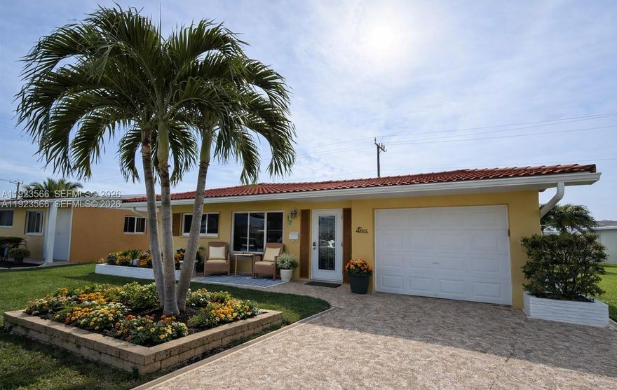 BACK ON THE MARKET! Due to HOA approval. APPRAISAL WAS DONE AND APPRAISED AT VALUE. Beautiful turn-key furnished 2-bedroom, 1-bath single-family home located in the sought-after 55+ community of Mainlands of Tamarac. This home features a fully renovated, open kitchen with the sink overlooking the Florida room, creating a bright and inviting space for everyday living and entertaining.

The kitchen flows into a private utility/multi-purpose room with custom cabinetry, mini fridge, sink, dishwasher, and washer, offering exceptional storage and functionality. This space provides direct access to the garage and outdoor area. The one-car garage includes a central vacuum system and utility/workshop space.

The primary bedroom offers a walk-in closet, while the second bedroom is currently used as an office, ideal for flexible living. All windows and the sliding door are hurricane impact. Major updates include AC (2017) and roof (2021). A transferable termite service agreement is in place through August 2027 for added peace of mind.

The Florida room is cozy and full of charm, featuring a beautiful ceiling and furnished with a full patio set and BBQ—perfect for relaxing or entertaining. The exterior also includes a water hose hookup and retractable clothesline.

Move-in ready and meticulously maintained — this home is a must-see!