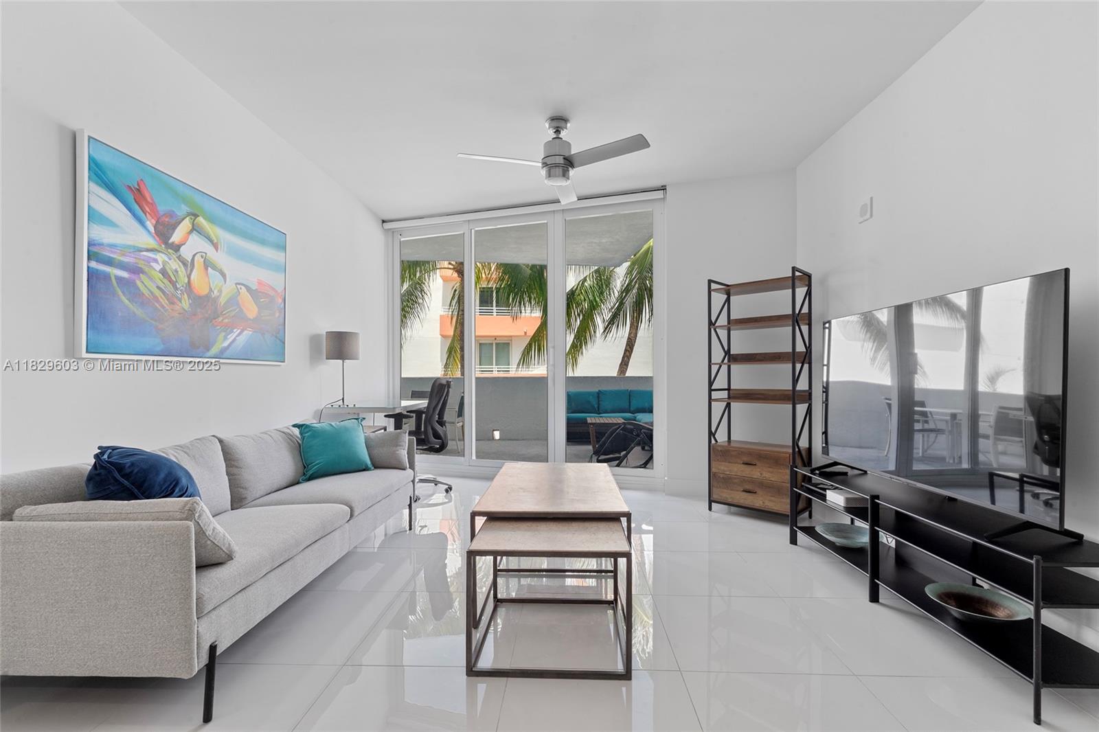 Enjoy Miami Beach living in this stylishly furnished 1BR condo in the coveted South of Fifth area, just steps from the sand. Features include private indoor parking, washer/dryer, impact windows, and a spacious balcony with views of Ocean Park and a Mediterranean-style villa. Located in Ocean Place, enjoy amenities like a Jacuzzi, heated pool, gym, and renovated lobby. Available July 1–Nov 23 $3,500; $4,200/month for winter season starting Dec 15. Ideal for short or extended stays.