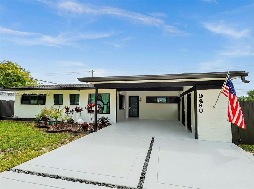 Stunning 3-bedroom, 2-bathroom home featuring immaculate terrazzo floors and impact-resistant windows.
It boasts an open-concept kitchen, a brand-new driveway with an electric vehicle (EV) charging station, and a massive 8,250-square-foot lot complete with a pergola. No HOA, No CDD, and no flood insurance required. Move-in ready! Space for a boat and more
This won’t last!