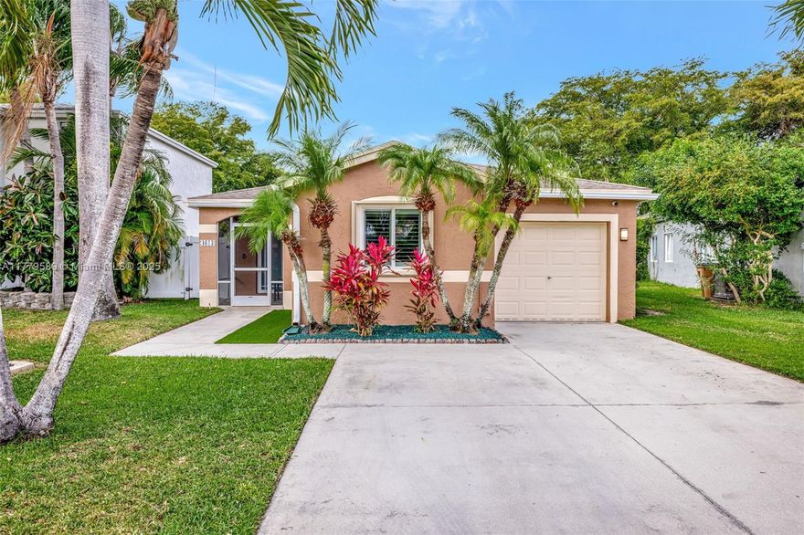 Discover this impeccably maintained 4BR/2BA home featuring a luxurious saltwater heated pool/hot tub. Situated on a premium lot w/no rear neighbors, offering privacy & modern comforts. The 2022 kitchen boasts 42” cabinets, SS appliances, quartz countertops, wood-look tile floors & a marble backsplash. Remodeled baths: Master (2021), 2nd (2020), fresh paint (2023), impact windows/doors (2022), & roof (2018) – both with warranties! Interior highlights include custom built-ins in the master, plantation shutters, & engineered wood floors in main living areas. The backyard Oasis features artificial turf, travertine pavers, screened Florida room w/acrylic windows, tile floors, & a PVC privacy fence. Modern upgrades with thoughtful details for convenience.