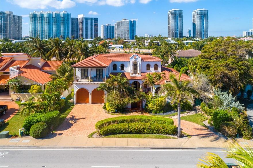 Beautifully custom built 6,376/sf Spanish Hacienda masterpiece! Sits on an oversized 15,000sf lot in the exclusive Town of Golden Beach, one of the most sought after communities in South Florida. The home is located within steps of the towns very own private beach. Courtyard entry, 24ft ceilings as you enter the home. Home features an oversized kitchen with a huge island, high-end appliances, thermador, Sub-Zero refrigerator, and granite countertops. The family room overlooks the large terrace & custom saltwater pool. Other features include office/den, playroom with built-in wet bar plus two ground floor bedrooms with in-suite bathrooms. Enormous master suite with a massive walk-in closet with built-ins, covered balcony, spectacular master bath with tub & shower with travertine finishes.