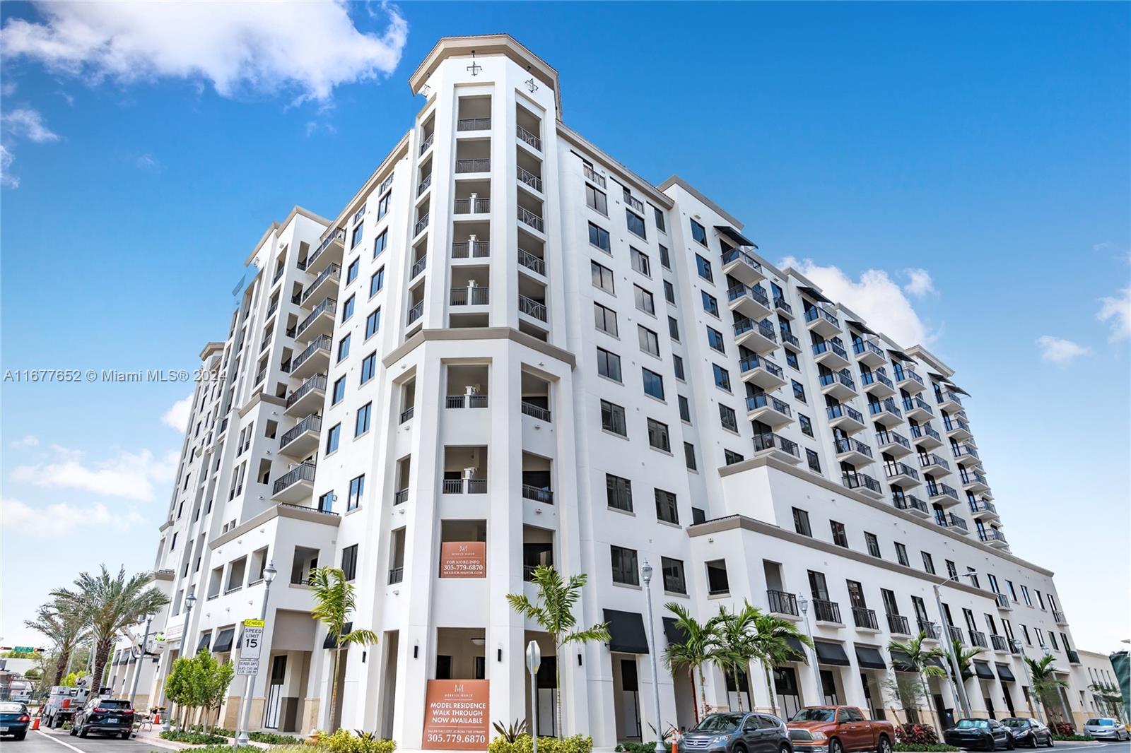 **2 ASSIGNED PRIME PARKING SPACES**SPECTACULAR 3 BD & 2 BA CORNER UNIT at EXCLUSIVE and LUXURIOUS MERRICK MANOR. BOASTING modern construction and contemporary features, located in the heart of Coral Gables and only steps away from fine shopping, dining, and entertainment. Modern unit features a fully equipped kitchen with top-of-the-line stainless steel appliances, custom cabinetry, quarts countertops, which is open to a grand room. Smart/ key less lock and thermostat. Unit's balcony provides you with an open view to the city of Coral Gables and beyond. MERRICK MANOR offers resort-style amenities including heated pool, state of the art fitness center, BBQ area, 24 -hour concierge and security, valet services and more. PET friendly building. Enjoy Coral Gables at its best!