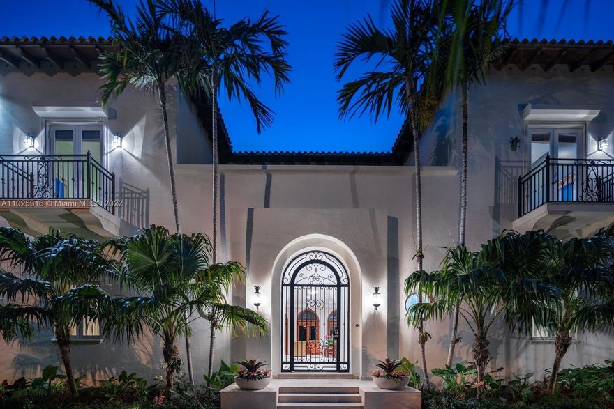 The perfect home for entertaining! Classic & timeless this elegant Mediterranean gem is tucked away on a quiet side street. Impeccable landscaping & long private driveway greet you as you approach the grand entryway. Step inside the impressive foyer, then marvel at the Spectacular great rm w/14 ft ceilings & beautiful built in bar area. The formal dining rm offers seating for 16. Six spacious rooms abound, 4 upstairs en suite. Spacious master suite has adjacent office/library, & sunset terrace. Spectacular loggia w/summer kitchen overlooks beautiful gardens, fountain & an alfresco dining area facing oversize pool. Corner home w/over 15,000 ft of land area. Bonus seller's credit for new buyer. Possible rental minimum 2 years. Ask for details.