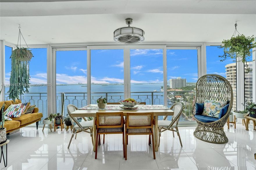 Wide bay views stretching across sparkling Biscayne Bay, with Miami Beach. Downtown skylines and Port of Miami right in sight. This bright, tastefully renovated 2-bed, 2-bath split plan with sleek porcelain tile, impact sliding glass doors and open kitchen adds to the modern feel. Located in a 23-acre gated community. Maintenance fee includes full reserves, 24-hour security, valet, hot water, cable, and internet. Enjoy resort-style living with a bayfront sun-drenched pool deck. Top dining, shopping, and beaches are just 10 minutes away. A rare chance to own a slice of Miami’s best coastal lifestyle!