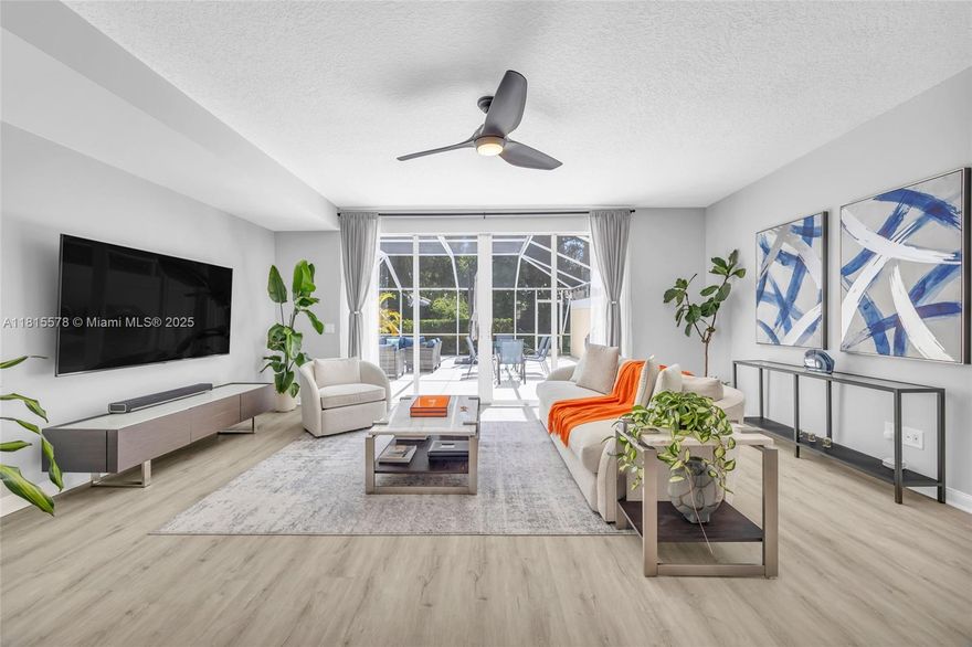 Welcome to this beautifully updated townhouse in the highly sought-after Catalina Lakes Divosta Community. Offering 3 bedrooms, 2.5 bathrooms, New Roof, New AC, Stainless Steel Newer Appliances, Vinyl floors throughout, and 1-car garage. This townhouse is incredibly bright, with natural sunlight flowing into every room. Spacious Primary Suite with dual sinks, separate tub, and walk-in shower. Features walk-in closets and tons of storage space. Large screened-in patio for morning coffee, or entertaining. 
Cable & Internet included  in Rent. Community amenities include tennis/pickleball courts, pool, tot lot, kids/family friendly community with tropical landscaping. Quick access to the mall, palms gardens downtown, dining, gym, minutes away from the beach and outdoor activities. Come see!