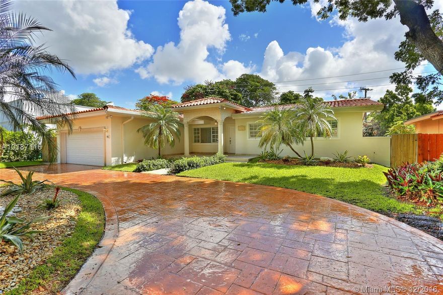 Mid century beauty situated in one of Coconut Groveâ€™s most sought after walled-in neighborhoods, Bay Heights.  Residence features grand foyer entrance leading into an expansive great room that offers dining, living and enormous family room areas for enjoyment.  This property  is very light and bright with skylights and gleaming porcelain flooring throughout.  Remodeled kitchen and very spacious bedrooms are just some more of the amazing highlights of this gorgeous home.